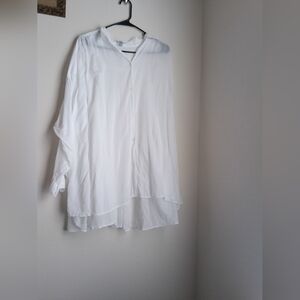 Compagnie Internationale Express Blouse Women OS White Button Down 100% Cotton